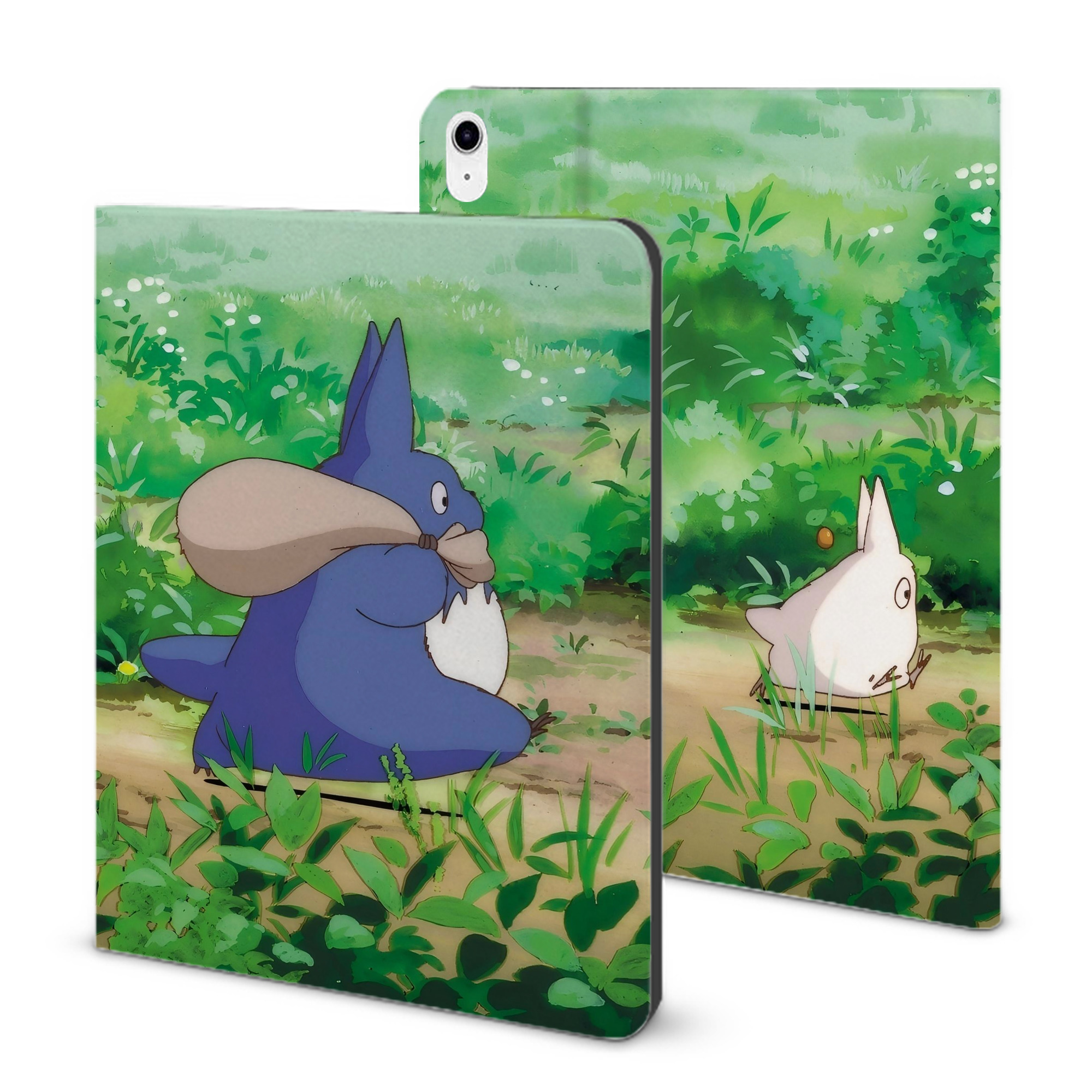 （画像用） となりのトトロ 草壁メイ 草壁サツキ My Neighbor Totoro Satsuki Kusakabe Mei Kusakabe IPad ケース ブック型 PUレザー TPU 耐衝撃 軽量 薄型 ペン収納なし 全面保護 IPad 各モデル対応